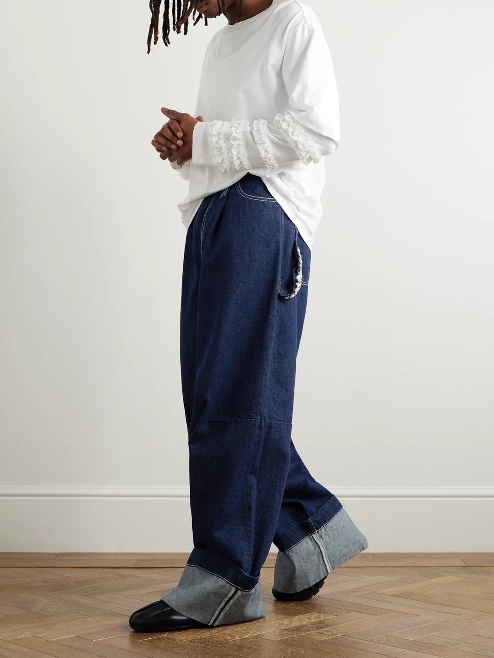 Simone Rocha Indigo Puddle Jeans Crystal Embellished Wide Leg – UK 10